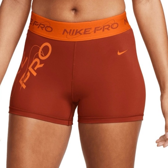 Nike Pro‎ Mid-Rise Graphic Shorts NWT size XXL Rugged Orange Dri-Fit - Picture 1 of 11